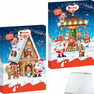 Kinder Mix Adventskalender beide Motive: Lebkuchenhaus & Karussell (2x151g Packung) + usy Block