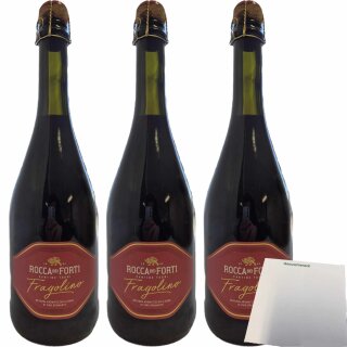 Fragolino Rocca dei Forti italienischer Rotwein 10% vol. 3er Pack (3x0,75l Flasche) + usy Block