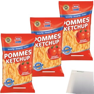 XOX Pommes Snack-Ketchup 3er Pack (3x125g Beutel) + usy Block