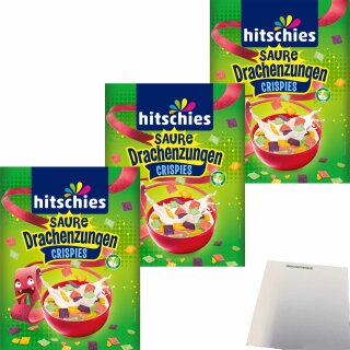 hitschies Saure Drachenzungen Crispies Flakes 3er Pack (3x270g Packung) + usy Block