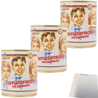 Original Schulküche Tomatensoße mit Jagdwurst 3er Pack (3x350g Dose) + usy Block