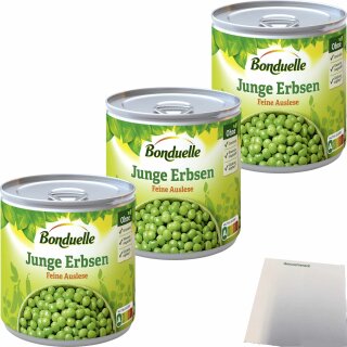 Bonduelle Junge Erbsen feine Auslese 3er Pack (3x400g Dose) + usy Block