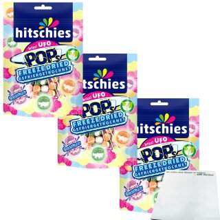 hitschies brizzl UFO Pops (3x50g Beutel) gefriergetrocknet vegan + usy Block