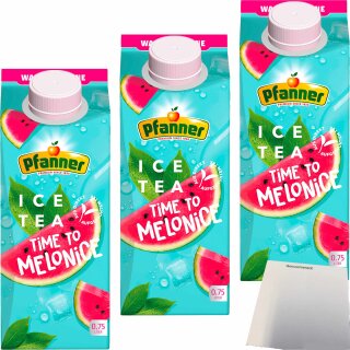 Pfanner Ice Tea Time to Melonice Eistee Melone 3er Pack (3x750ml Packung) + usy Block