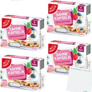 Gut&Günstig Sahnekapseln 4er Pack (4x10 Stück) + usy Block