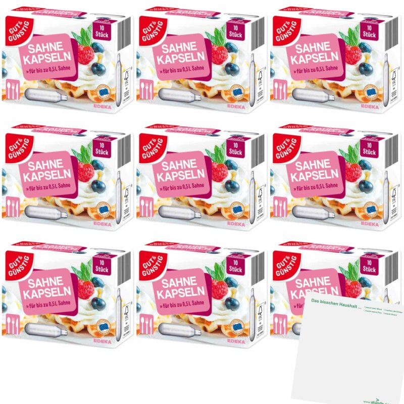 Gut&Günstig Sahnekapseln 9er Pack (9x10 Stück) + usy Block
