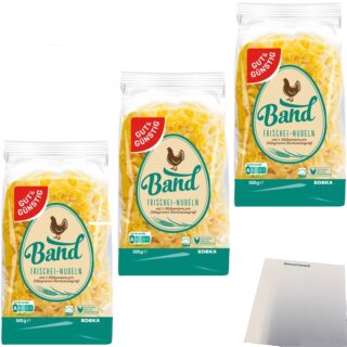 Gut & Günstig Band Frischei Nudeln 3er Pack (3x500g Beutel) + usy Block