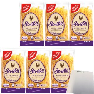 Gut & Günstig Strickli Frischei Nudeln 6er Pack (6x500g Beutel) + usy Block