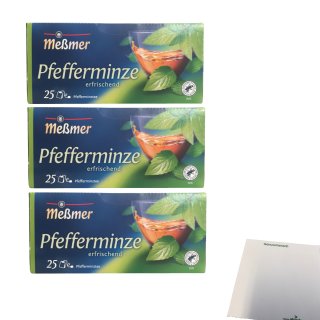 Meßmer Pfefferminztee 3er Pack (75 Teebeutel) + usy Block