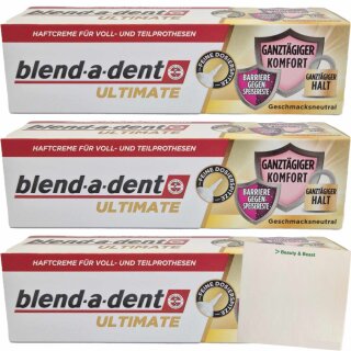 Blend-a-dent Ultimate Haftcreme 3er Pack (3x40g Packung) + usy Block