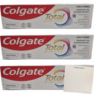 Colgate Total Original Zahncreme 3er Pack (3x75ml Tube) + usy Block
