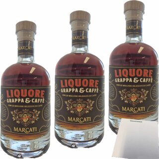 Marcati Grappa Caffe 38% Vol. 3er Pack (3x0,7L Flasche) + usy Block