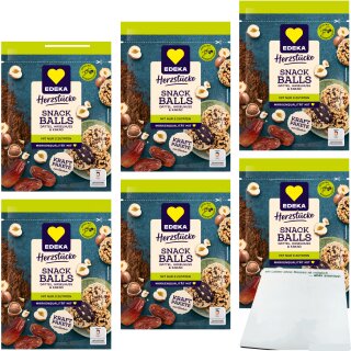Edeka Snack Balls Dattel Haselnuss 6er Pack (6x145g Beutel) + usy Block