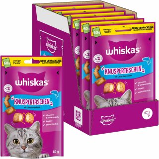 Whiskas Temptations Knuspertaschen Lachs (6x60g Packung) VPE
