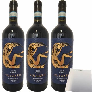 Idi Di Marzo Montepulciano d’Abruzzo DOC Rotwein VULGARIS 13% vol. 3er Pack (3x750ml Flasche) + usy Block