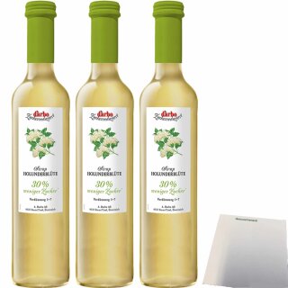 Darbo Fruchtsirup Holunderblüte Zuckerreduziert 3er Pack (3x0,5l Flasche) + usy Block