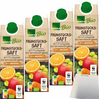 Edeka Bio Frühstückssaft 4er Pack (4x1L Packung) + usy Block