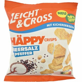 Leicht & Cross Häppy Crisps mit Kichererbsen Meersalz Pfeffer (80g Packung)