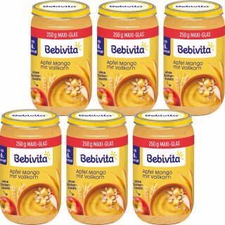 Bebivita Apfel Mango mit Vollkorn ab 6. Monat (6x250g Glas) VPE