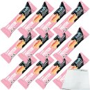 Corny Your Protein Soft White Choc Strawberry 12er Pack (12x45g Einzelriegel) + usy Block