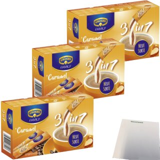 Krüger Family Kaffee-Sticks 3in1 Caramel 3er Pack (3x169g Packung) + usy Block