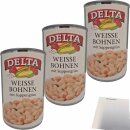 Delta Weisse Bohnen mit Suppengrün 3er Pack (3x400g Dose) + usy Block
