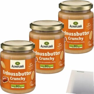 Alnatura Bio Erdnussbutter Crunchy 3er Pack (3x250g Glas) + usy Block