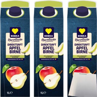 Edeka Herzstücke Direktsaft Apfel Birne 3er Pack (3x1L Packung) + usy Block