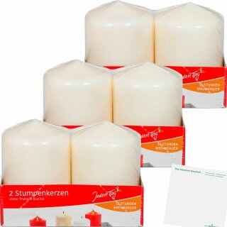 Jeden Tag Stumpenkerze 80x55mm creme 3er Pack (6Stk) + usy Block