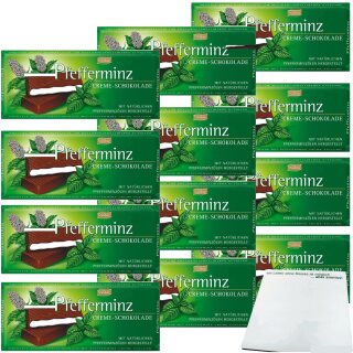 Pfefferminz Creme-Schokolade 12er Pack (12x100g Packung) + usy Block