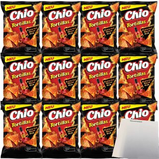 Chio Tortillas Chips Extra Hot Sauce Style VPE (12x110g Beutel) + usy Block