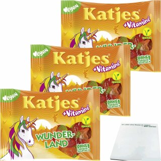 Katjes Wunderland + Vitamine Frucht 3er Pack (3x175g Packung) + usy Block