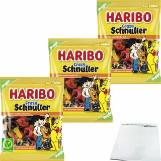 Haribo Crazy Schnuller Lakritz-Fruchtgummi Veggie 3er Pack (3x175g Packung) + usy Block