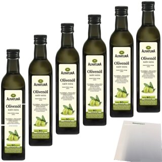 Alnatura Bio Olivenöl 6er Pack (6x500ml Flasche) + usy Block