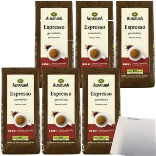 Alnatura Bio Espresso gemahlen 6er Pack (6x250g Beutel) + usy Block