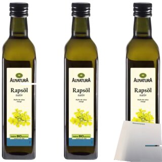 Alnatura Bio Rapsöl nativ 3er Pack (3x500ml Flasche) + usy Block
