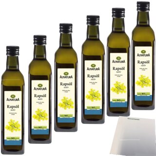 Alnatura Bio Rapsöl nativ 6er Pack (6x500ml Flasche) + usy Block