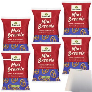 Alnatura Bio Mini Brezeln ohne Aufstreusalz 6er Pack (6x100g Beutel) + usy Block