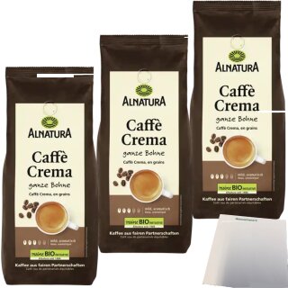 Alnatura Caffe Crema ganze Bohne 3er Pack (3x1Kg Beutel) + usy Block