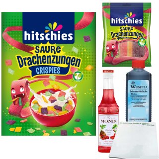 Set für hitschies saure Drachenzungen Eis, Joghurt, Milchshake etc. und Zubehör (4er Bundle) + usy Block
