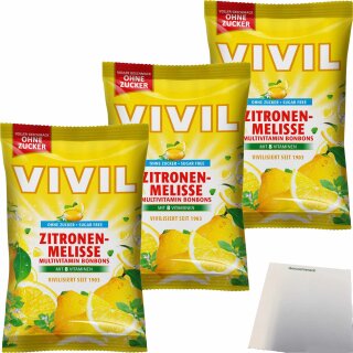 Vivil Zitronenmelisse ohne Zucker 3er Pack (3x120g Packung) + usy Block