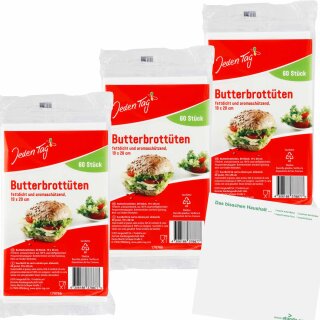 Jeden Tag Butterbrottüten 3er Pack (60Stk) + usy Block