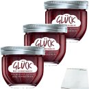 Glück Fruchtaufstrich 30% weniger Zucker Himbeere 3er Pack (3x230g Glas) + usy Block