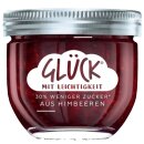 Glück Fruchtaufstrich 30% weniger Zucker Himbeere 6er Pack (6x230g Glas) + usy Block