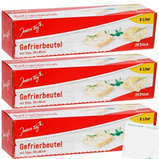 Jeden Tag Gefrierbeutel 6l 3er Pack (3x20Stk) + usy Block