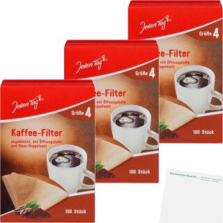 Jeden Tag Kaffeefilter Gr.4 naturbraun 3er Pack (3x100Stk) + usy Block