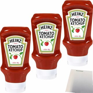 Heinz Tomato Ketchup 3er Pack (3x400ml Flasche) + usy Block