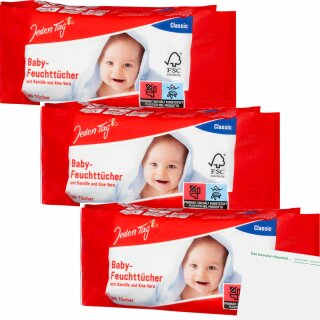 Jeden Tag Baby-Comfort Feuchttücher Classic 3er Pack (3x 2x80Stk Packung) + usy Block