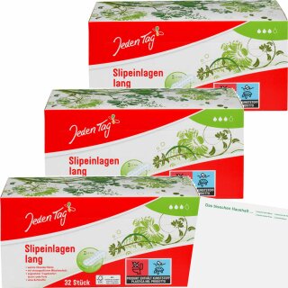 Jeden Tag Slipeinlagen Lang 3er Pack (3x32Stk Packung) + usy Block