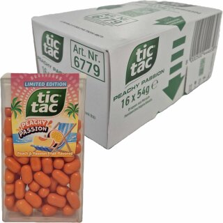 tic tac Peachy Passion 16er Pack (16x54g Dose) + usy Block